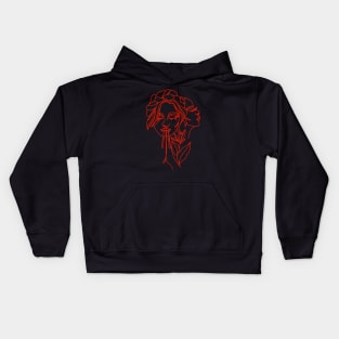 Woman With Flowers Line Art Abstract Lady Kids Hoodie